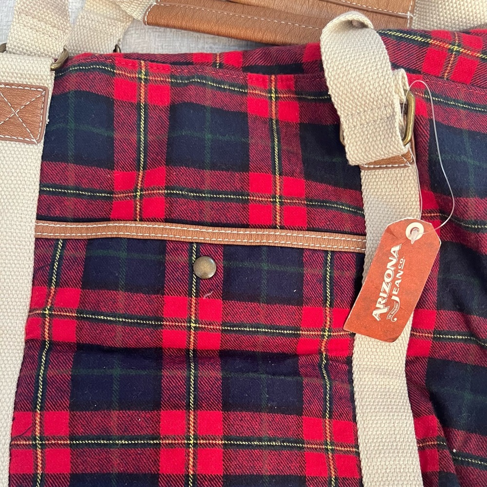 NWT Arizona Jean Co. Plaid Book Bag in Red/Black/White - Picture 4 of 5